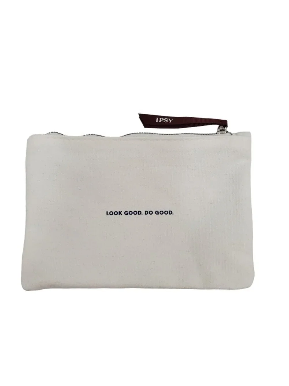 IPSY May 2023‎ White Blue Floral Canvas Look Good Do Good Small Makeup Pouch Bag